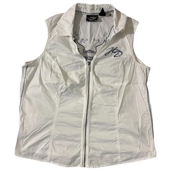 Harley-Davidson White Vest with Embroidered Details - Picture 1 of 6